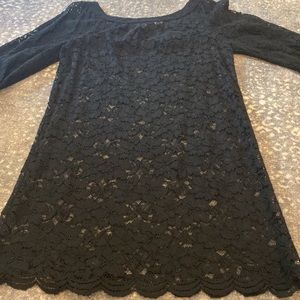 DIANE VON FÜRSTENBERG  LBD BLACK LACE DRESS WITH UNDER SILK SLIP